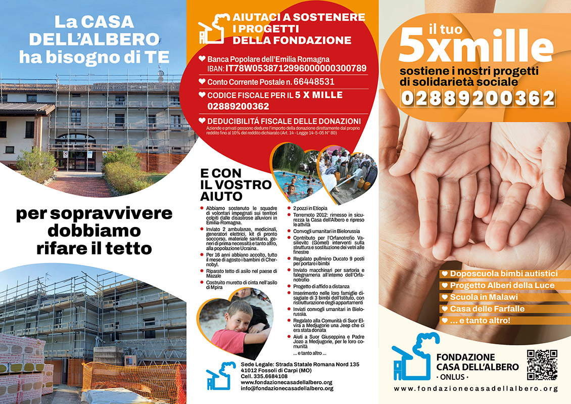 5 x mille Fondazione Casa dell'Albero Onlus 5 x mille Fondazione Casa dell'Albero Onlus
